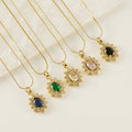 Sun Flower Colorful Pendant Necklaces Ins Shiny Diamond Women's Necklace Accessories