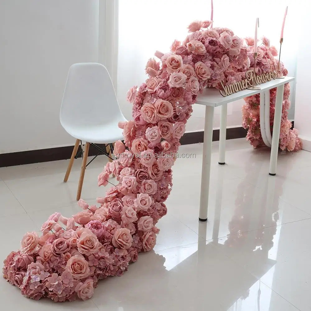 Ins Top Seller Flower Arrangement Decorative Flower Runner Artificial Flower Runner for Sale Wedding Centerpieces
