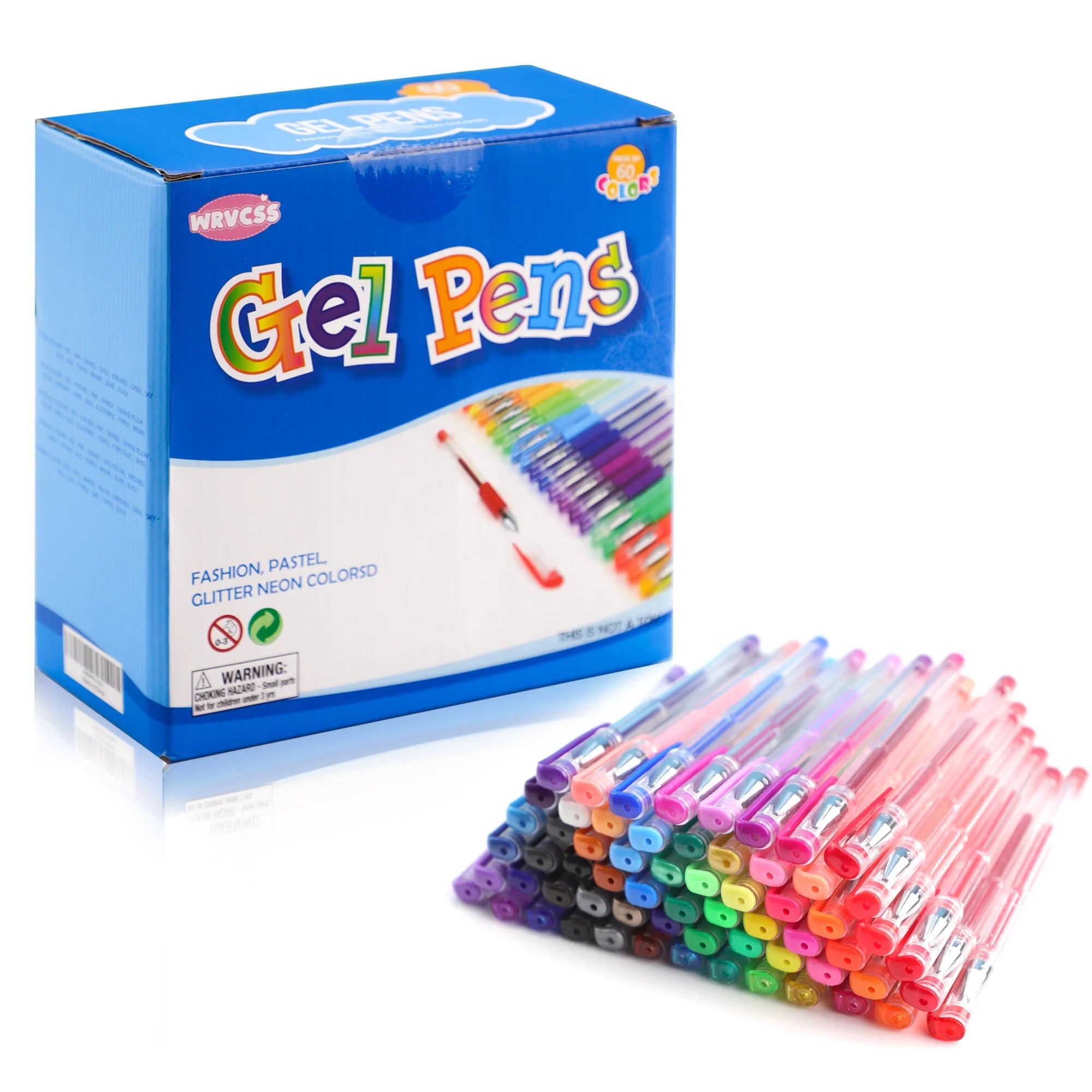 60pcs 0.8mm Glitter Plastic Gel Pen Set for Students School Coloring Books Drawing Painting