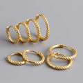 Fashion 925 Silver Plain Simple Round Wave Point Hoop Earrings Jewelry 18K Gold Plated Sterling Silver Hoop Earrings for Women