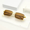 Retro Custom Logo Men Sunglasses Gafas Fashion Small Square Rimless Trendy Shades Sunglasses Women