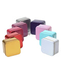 Small Custom Logo Square Red Gold Blue Pink Color Metal Gift Tea Candy Box Tin Cans