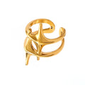 Cross Star Ring Personality Cold Wind Titanium Steel Plated 18k Real Gold Trend Men's and Women's Index Finger Ring