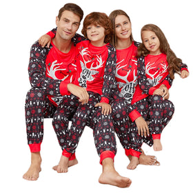 4Pcs/Set Yiwu Market Wholesale Letter Green Plaid Printed Christmas Family Home Dress Pajamas New Set