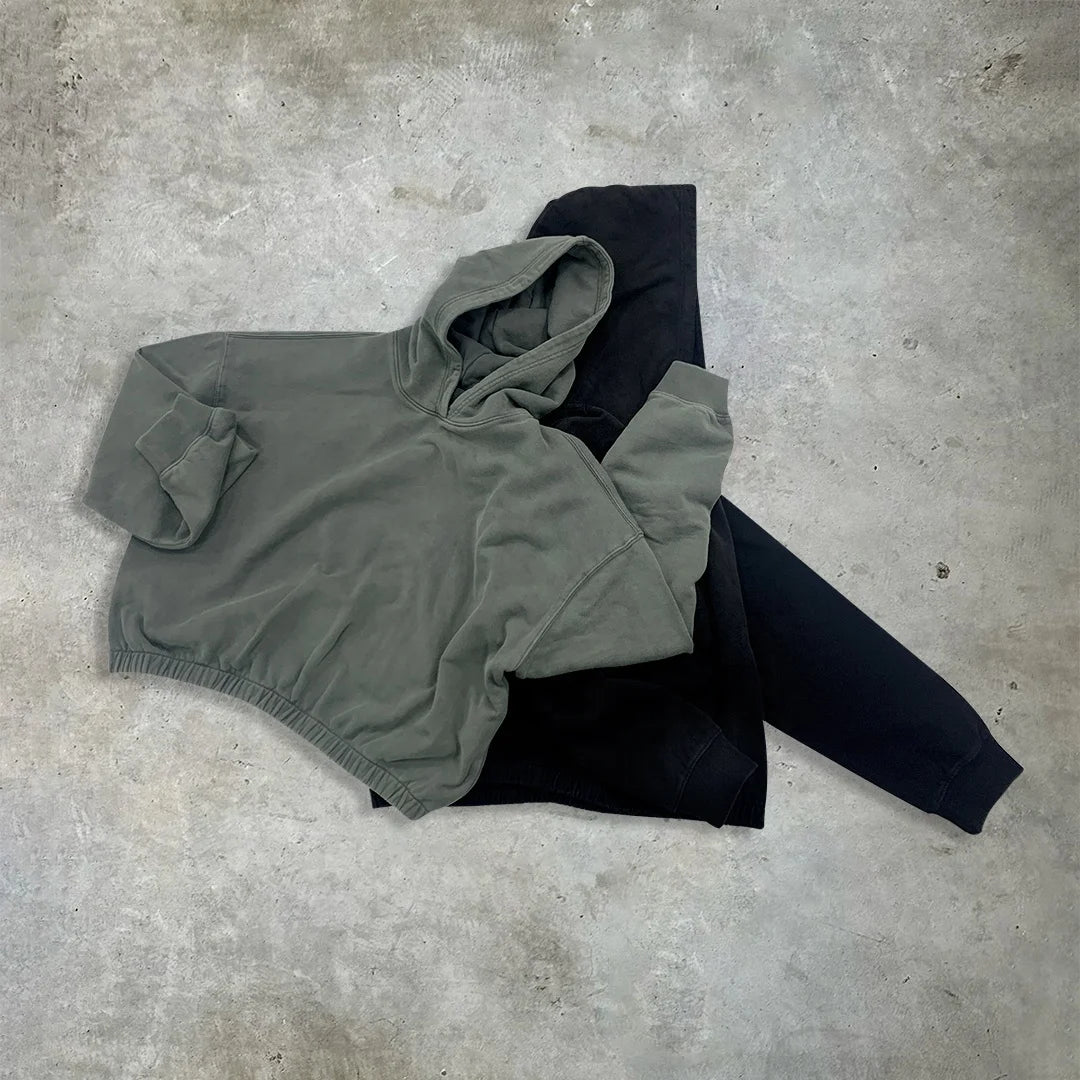 In Stock Essential Streetwear Pullover Sweatshirts Cotton Blank Plain Distressed Vintage Unisex Hodie Acid Wash Hoodies for Men