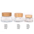 Wholesale Hexagon shape Glass Cosmetic Cream Jar with Natural Bamboo Lid for eye face cream