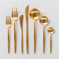 Dishwasher Safe Stainless Steel Cutlery Back to School Wedding Matt Gold Plated Flatware Set