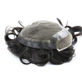 EMEDA Toupee Lace Front PU Around Man Hair Loss Knot Bleached Different Percentage of Grey Hair
