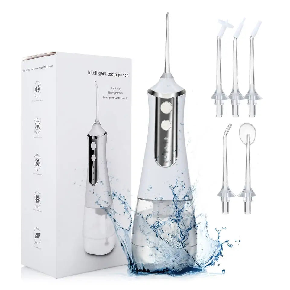 Cordless Dental Flosser with 5 Replacement Heads & 3 Adjustable Modes Teeth Cleaner Tool for Personal Care