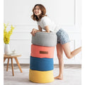 Relax and Comfy Faux Linen Stool Living Room Ottoman Bean Bag Chair Waterproof Indoor/Outdoor Foot Stools