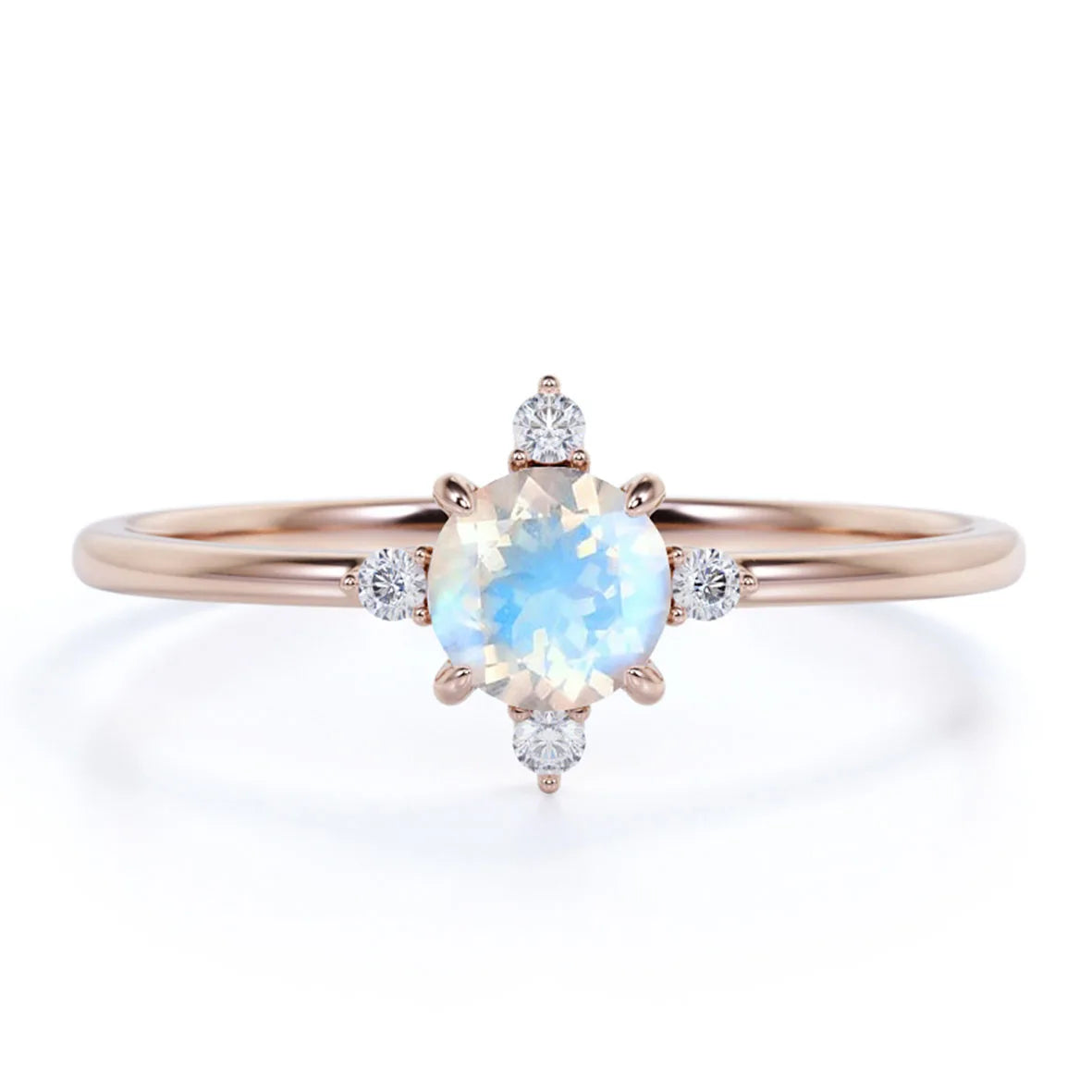 Wholesale Factory Jewelry 925 Sterling Silver Rainbow Natural Moonstone Ring for Women Engagement Wedding Ring