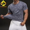 Men's Lightweight Nylon Compression Gym Shirts Ice Cooling Athletic Running Gym Workout Short Sleeve Fitness T-shirts for Summer