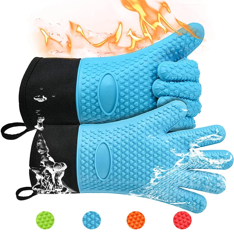 Customized 5-Finger Silicone Oven Mitts Gloves Heat Resistant Insulation Kitchen Baking Tools Printed Style Oven Gloves