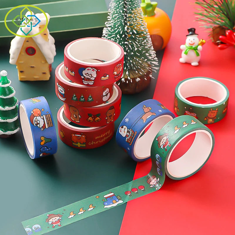 Colourful Christmas Journal Tapes Custom Decoration Adhesive Masking Washi Tape for Christmas