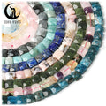 Zhe Ying 10x10x5mm Irregular Faceted Cube Stone Beads Natural Stones Faceted Rondelle Flat Natural Stone square Beads