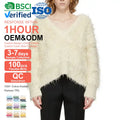 Custom Alpaca Chunky Knit V-neck Pullover Women's Autumn Casual Free Size Nylon Cotton Oversize Fuzzy Quick-Dry Sweater