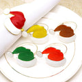 Christmas Party Decor Cute Enamel Colorful Napkin Rings and Luxury Red Hat Classic Metal Table Accessories
