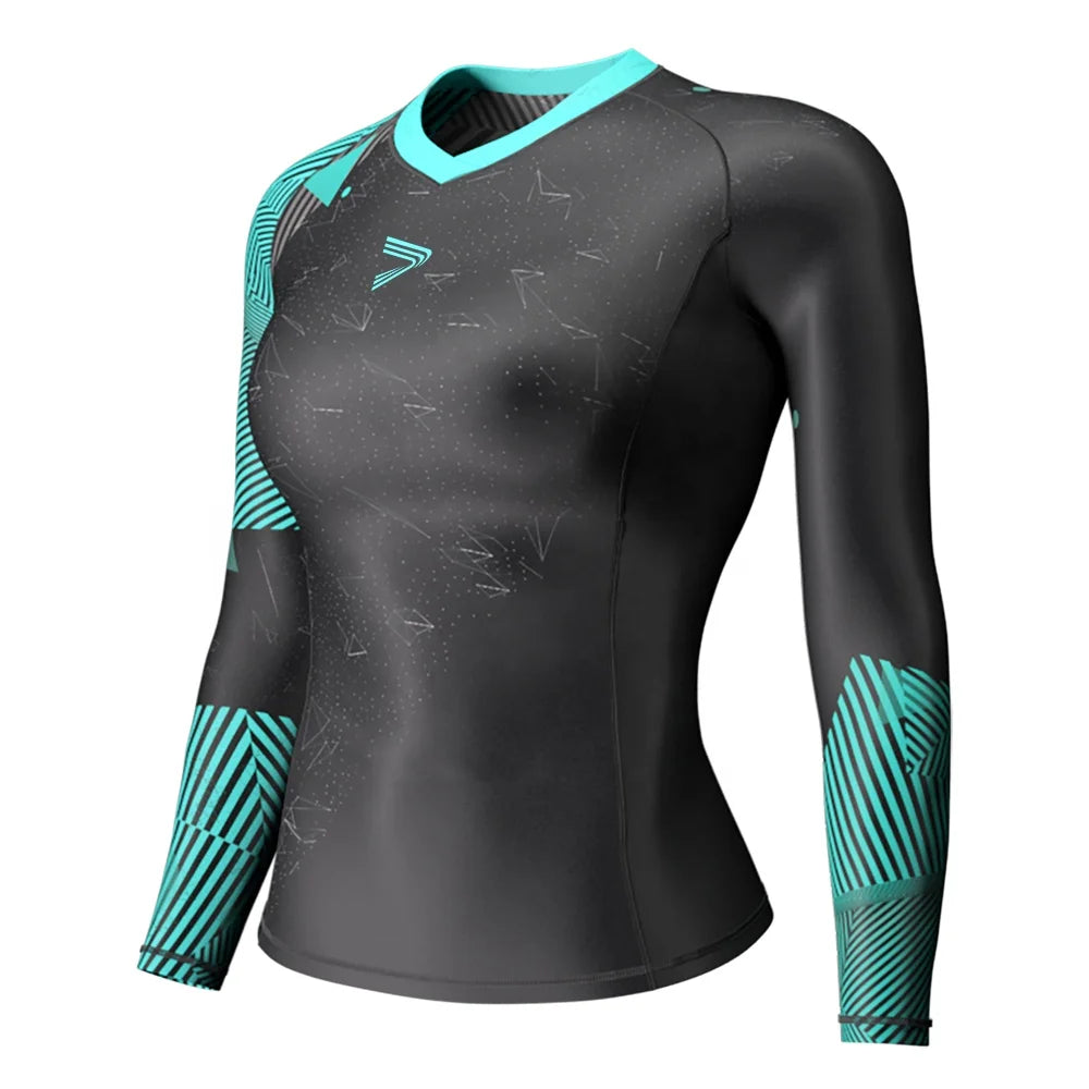 Custom Uv Swimming Grappling Mma Bjj Long Sleeve Women Rashguard