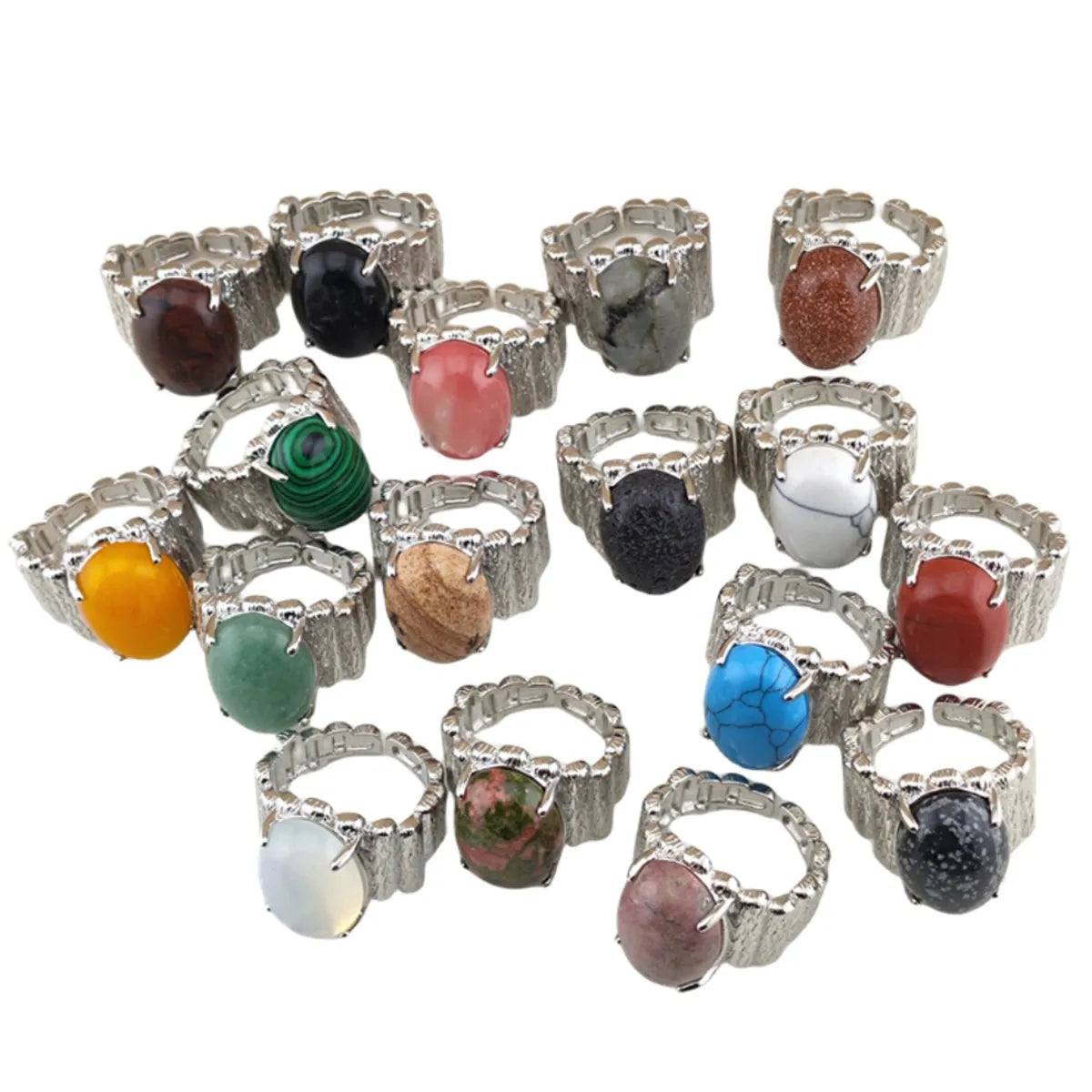 New Design Fashion Wide Hoop Oval Syn Blue Turquoise Engagement Finger Rings Sapphire Gemstone Ring Men