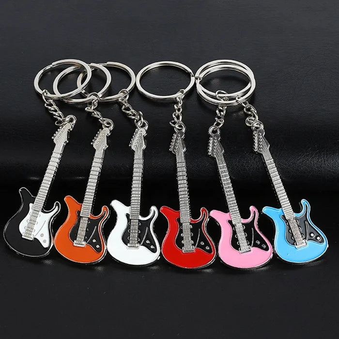 Wholesale Bag Charms Cute Enamel Mini Metal Guitar Keychain for Women Men