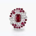 Trendy 925 Silver Engagement Ring with Ruby Wedding Zircon Fashion Jewelry for Women's Party and Anniversary