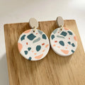 2025 New Style Leaf Pattern Round  Clay Earrings Female Fashion Korean  Handmade Leaf Pattern Polymer Clay Earrings