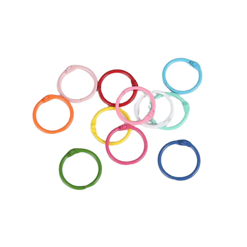Metal Alloy Multicolor 30mm Multi-Purpose Spring Bearing Snap Hooks Binder Rings Color Book Binding Ring