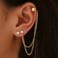 SC Wholesale Long O-ring Chain Earrings Elegant Diamond Stud Clip on Earrings Fashion Gold Plated Tassel Earrings
