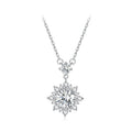 14K Gold Plated Moissanite Flower Pendant Necklace - 1 Ct Lab Grown Diamond S925 Sterling Silver Chain Women's Elegant Jewelry