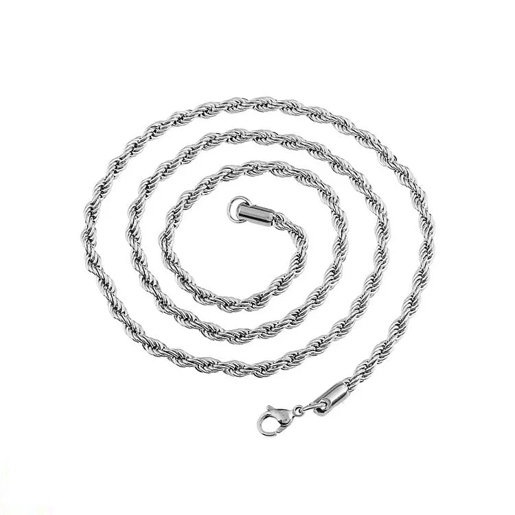 Hop Hip Explosive Vacuum Electroplating 18K Gold Titanium Steel Twist Rope Chain Pendant Necklace