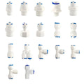 Reverse Osmosis Quick Coupling 1/4" 3/8" OD Hose Connection Reducing Tee Y Connector 2 Way Straight RO Water Pipe Fitting