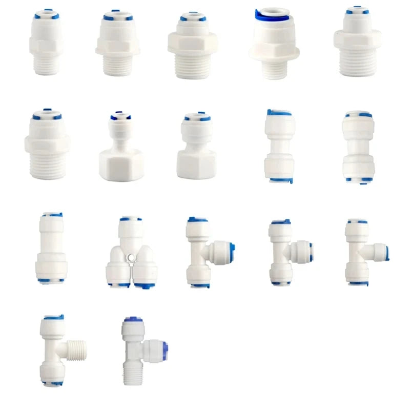 Reverse Osmosis Quick Coupling 1/4" 3/8" OD Hose Connection Reducing Tee Y Connector 2 Way Straight RO Water Pipe Fitting