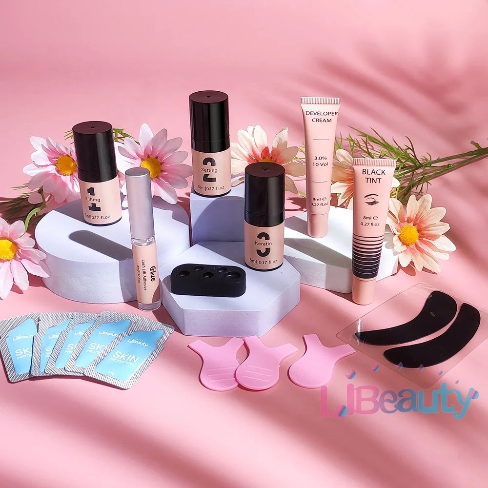 Brow Lamination and Tint Kit Professional 2 in 1 Lash Lift Kit with Eyebrow and Eyelash Black Color Tint Product with Your Logo