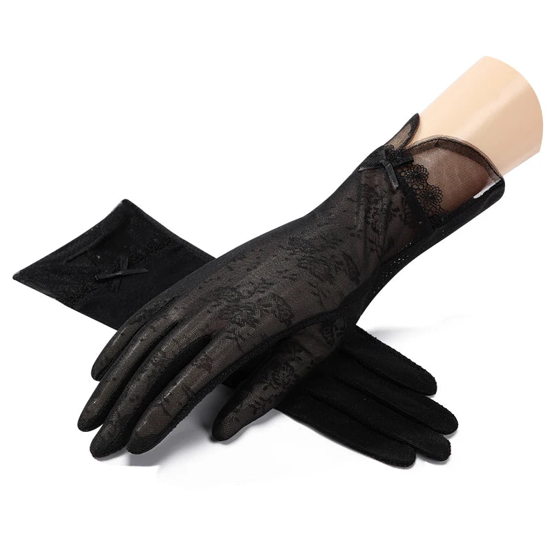 Elegance Woman Touch Screen Thin Breathable Lace Summer Sunscreen Gloves