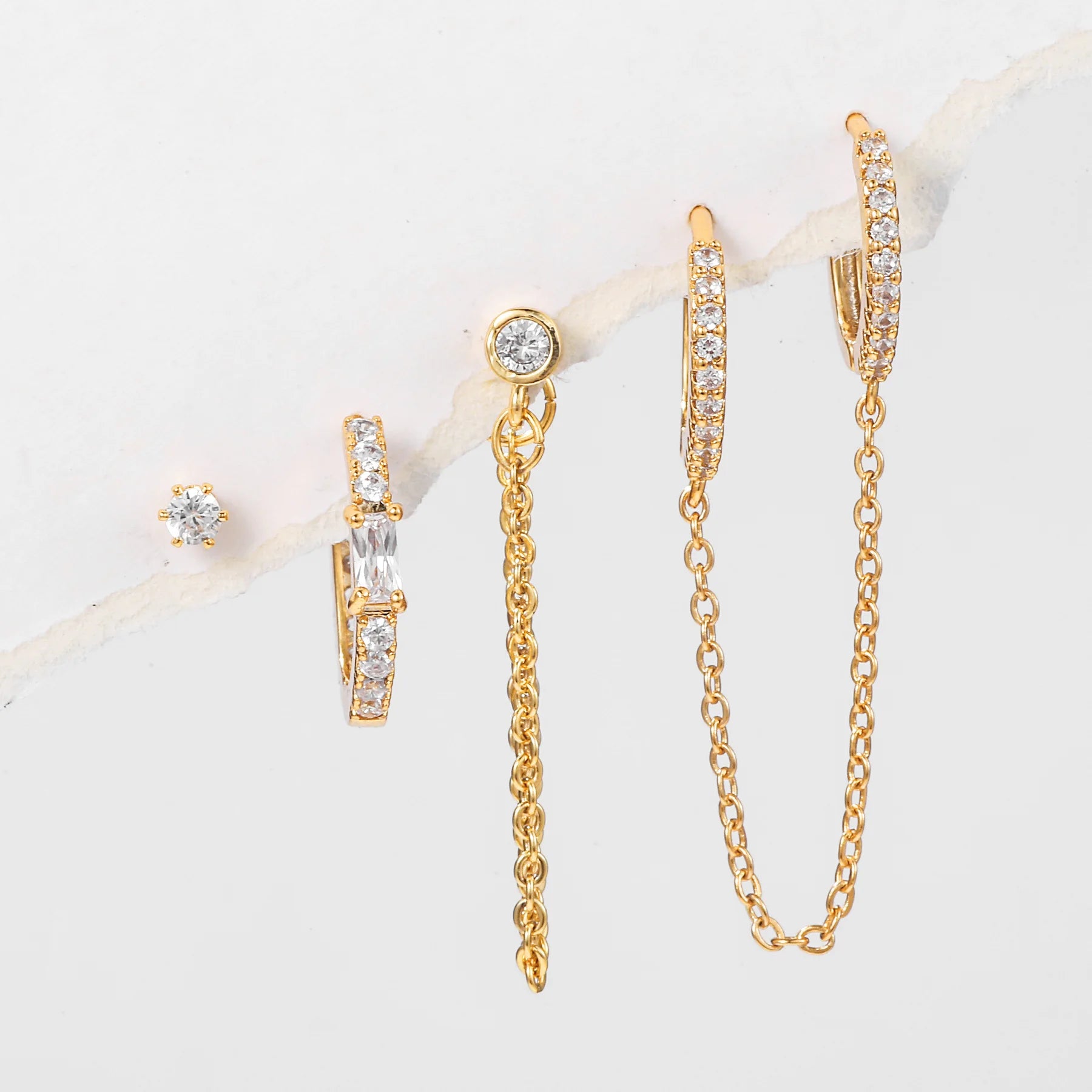 Fashion Jewelry Round Zircon Earrings Set 18K Gold Plated Brass Earrings Wholesale High-End Fringe Earrings for Women