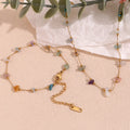 Colorful Natural Stone Choker Gemstone Beaded Gold Plated Necklace Stainless Steel Jewelry Gift for Women