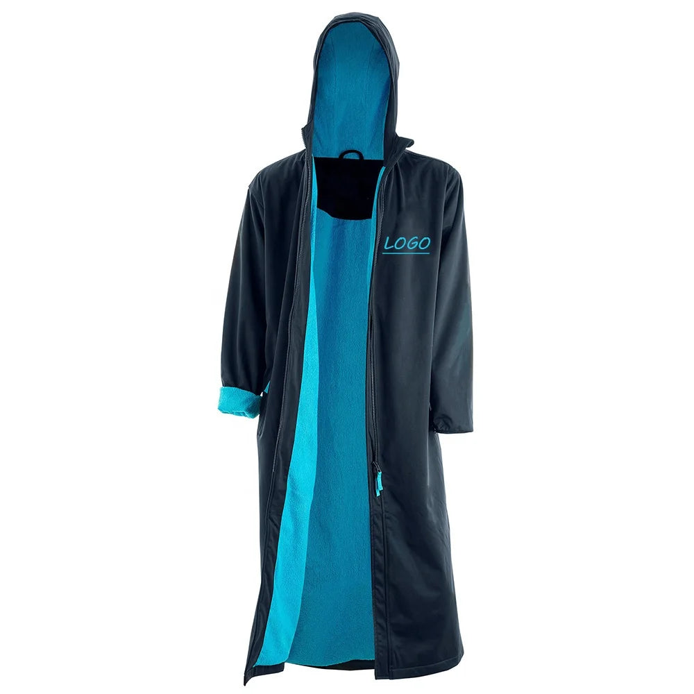 Wholesale Custom logo Towel Fleece Lined Swim Parka Coat Adult Kids for Surfing Swimming