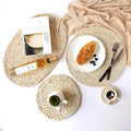 Natural Corn Husk Handmade Straw Tea Cotton Round Purple Tablemat Placemat