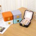 New Arrival PU Leather Square Jewelry Storage Box with Mirror and Lock for Necklace and Earring Display