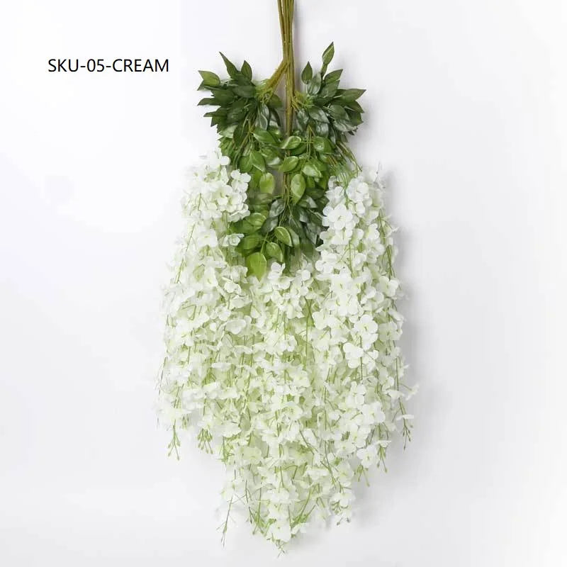 Wholesale Wisteria Hanging Flowers Silk Wisteria Flowers Artificial Home Wedding Best Selling White Wisteria Flowers