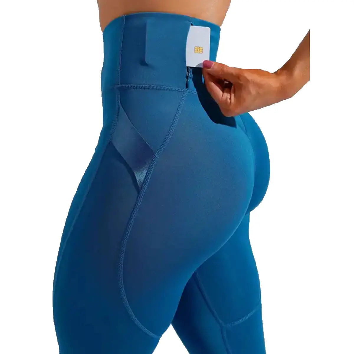Solid Premium Quality Custom Logo Elastic Side Loop Nylon Spandex Workout High Waist Butt Lift Gym Yoga Leggings With Pockets