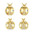 Daidan Silver Earrings 925 Sterling Colorful Cubic Zirconia Stud Insect Ladybug 14K Cute Earrings