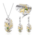 C7942 Abiding Fine Jewelry Wholesale Price Natural Inspired Collection Sterling Silver Natural Chrome Diopside Jewellery Set