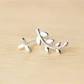 100% 925 Sterling Silver Women Jewelry Fashion Cute Tiny Asymmetric Leaves Stud Earrings for Daughter Girls