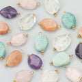 MF98 4pcs/lot Wholesale Natural Stone Stainless Steel DIY Pendants Handmade Charms for Necklace Making Jewelry Accessories