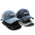 Wholesale 6 Panel Vintage Washed Denim Fitted Dad Hats Custom Embroidery Logo Outdoor Baseball Caps