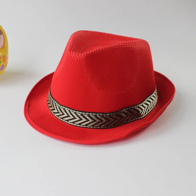 Parenting Style Summer Fast Dry Chidren Jazz Caps Hats Panama Fedoras Outdoor Sunhat Performance Hat Chapeau Headgear for Kid