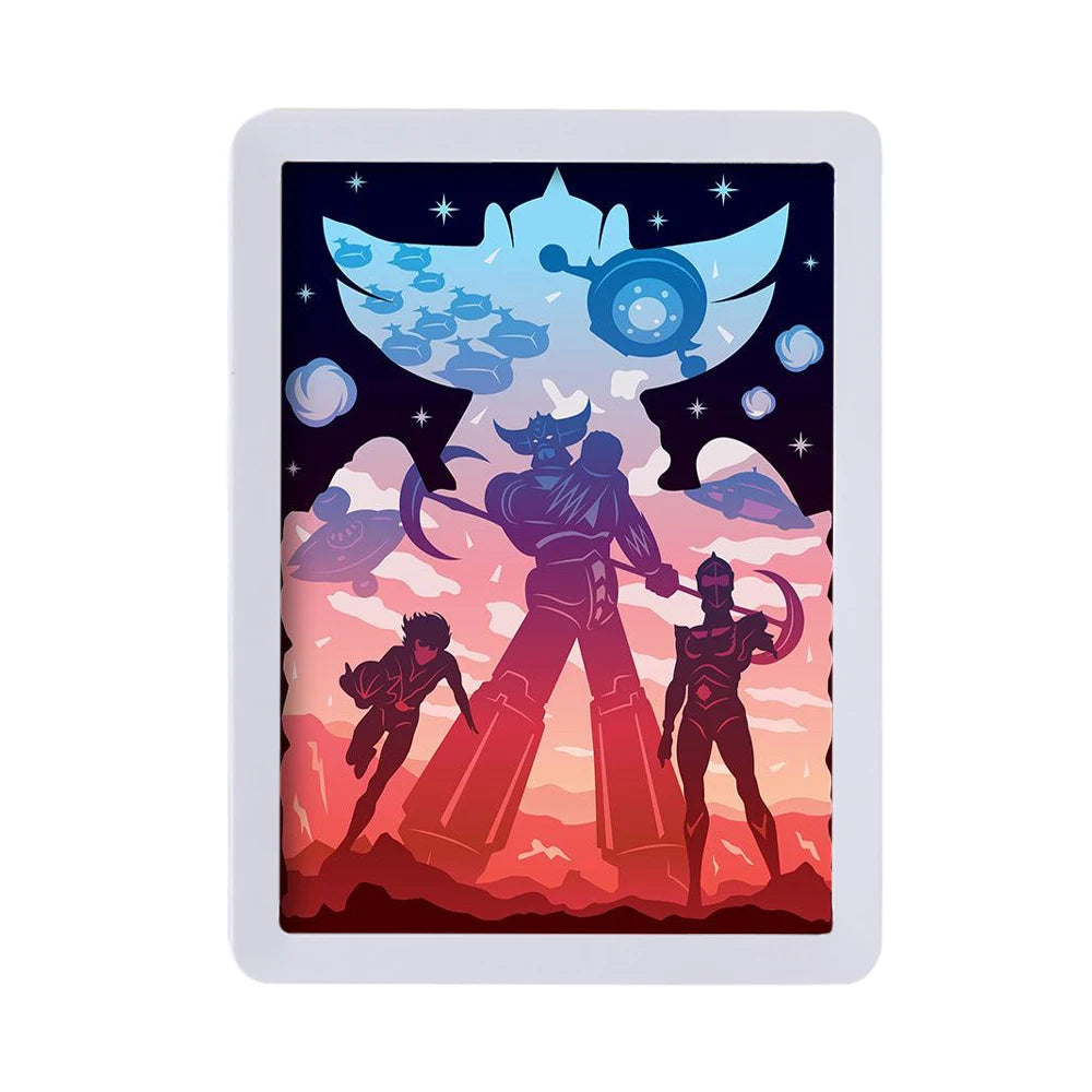 Goldorak Gundam Anime Figure Paper Cut Light Box Plastic Picture Frame Custom LED Light Home Decor Luxury Gift for Boy