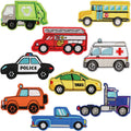 New Sanitation Vehicles Ambulance Taxi Iron on Embroidery Car Patches for Clothing Decoration