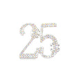 Rhinestone Crystal Number 25 Silver Plated Brooch Pin Ladies Jewelry for Wedding Engagement Gift